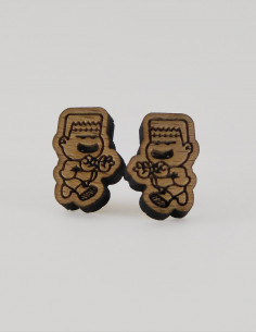 Pendientes de madera maciza, modelo Frankenstein