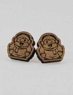 Pendientes de madera maciza, modelo Yeti