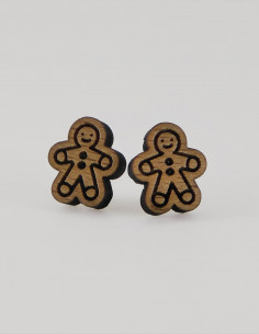 Pendientes de madera maciza, modelo hombre de jengibre