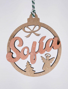 Bola de Navidad con nombre, 2 capas (mod. ángel)