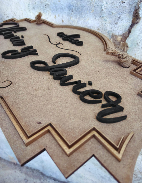 Cartel enlace con nombres de los novios