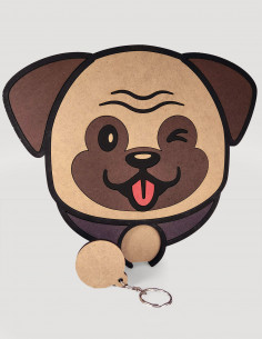 Comprar cuelgallaves de madera con forma de perro, con llavero personalizado.