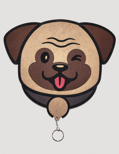 Comprar cuelgallaves de madera con forma de perro, con llavero personalizado.