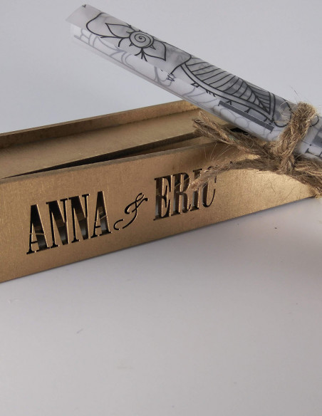 Invitaciones de boda, con caja de madera
