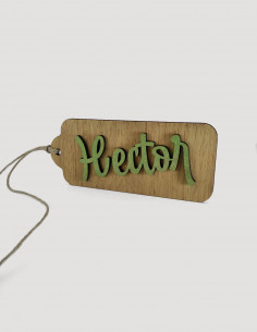 Etiqueta para regalos, de madera con nombre personalizado