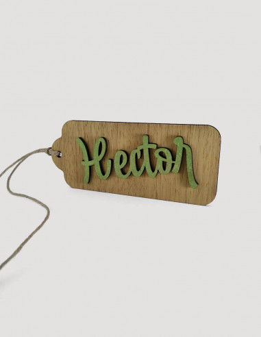 Etiqueta para regalos, de madera con nombre personalizado