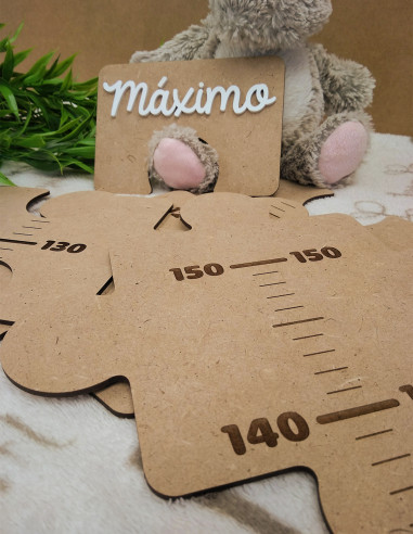 Medidor de altura, tipo puzzle, de madera, con nombre personalizado