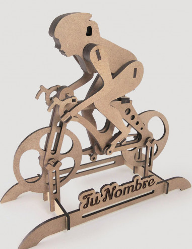 Comprar trofeo ciclista personalizado, de madera. Para mujer. Modelo bicicleta de carretera.