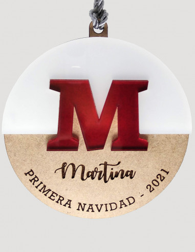 Bola de Navidad con nombre, 2 capas...