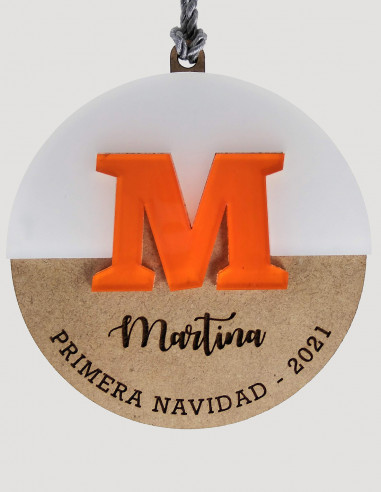Bola de Navidad con nombre, 2 capas...
