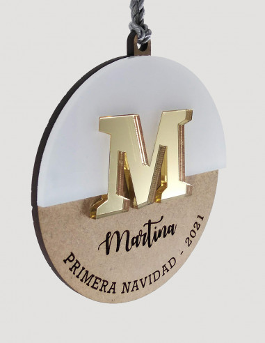Bola de Navidad con nombre, 2 capas...