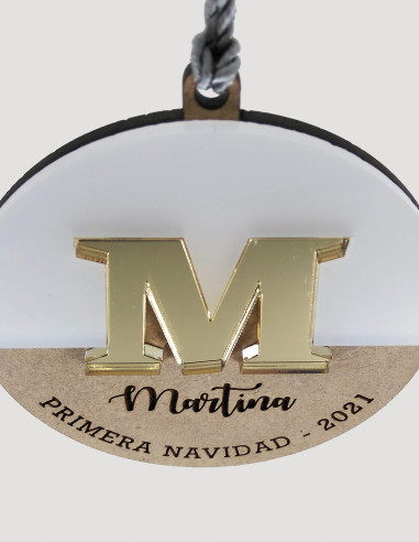 Bola de Navidad con nombre, 2 capas...