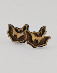 Pendientes de madera maciza, modelo murciélagos